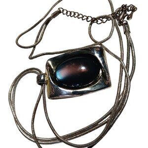 Vintage DOUBLE STRAND NECKLACE  KC DESIGNS Purple Glass PENDANT